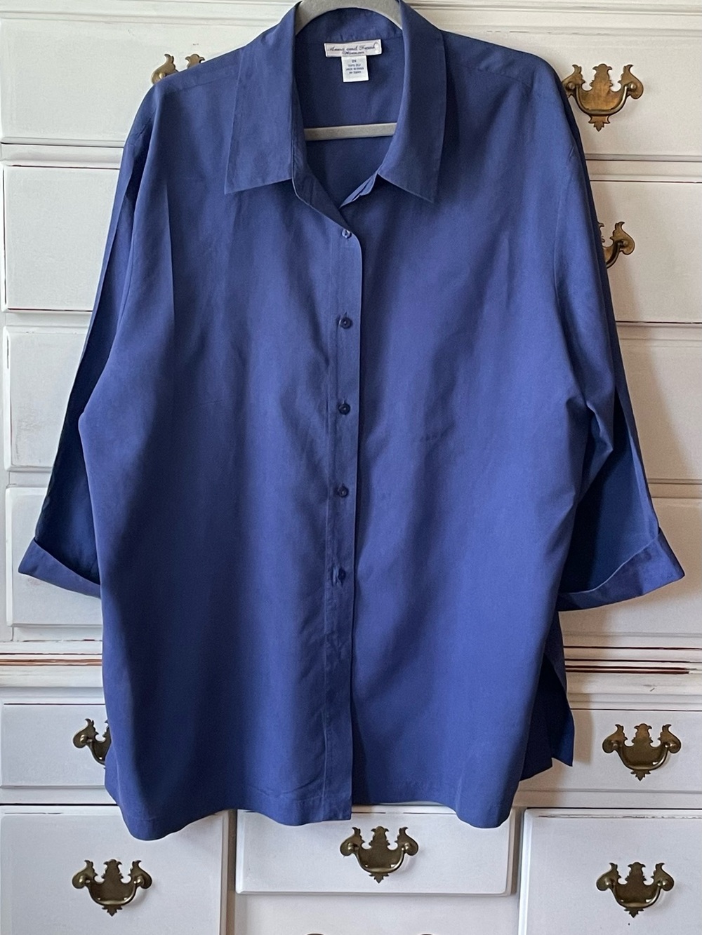 Anna And Frank 2X washable Silk Blouse in Royal Blue